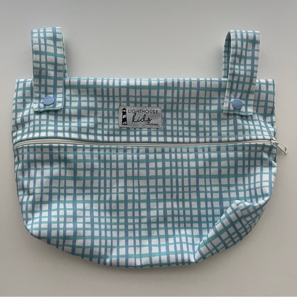 Lighthouse Kids blue and white small single pocket double handle wet bag - Picture 1 of 4